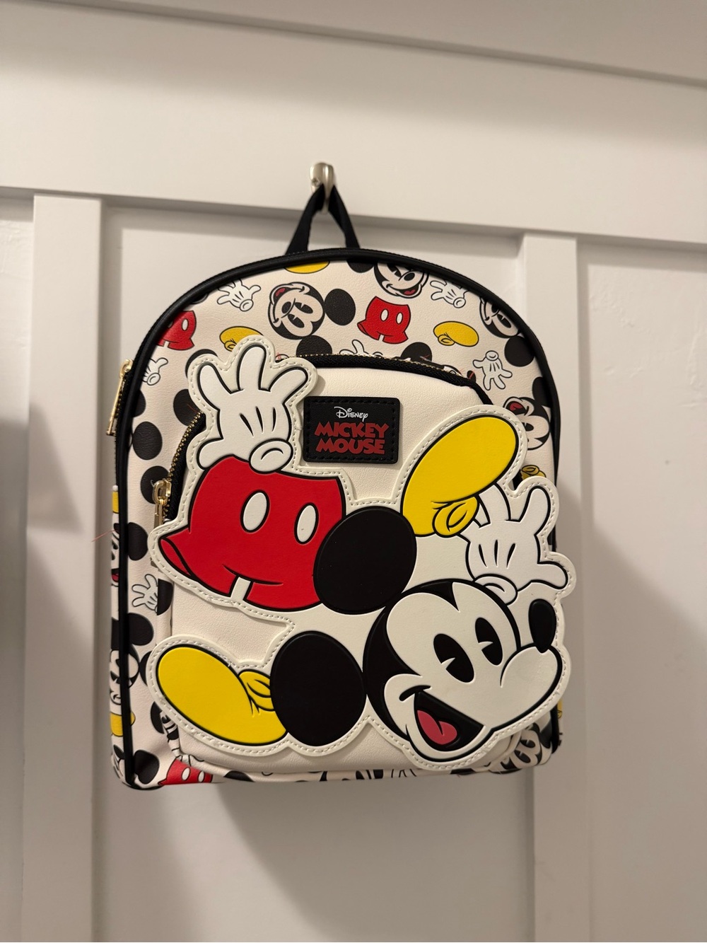 Disney Mickey Mouse Patchwork Mini Backpack - White, Red, Yellow, Black